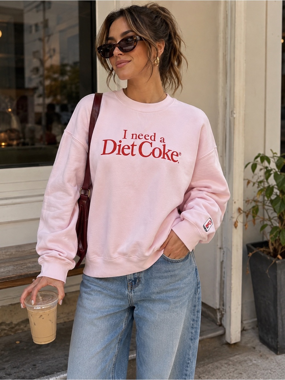 Tired Girl Apparel Graphic Pink Crewneck Sweatshirt